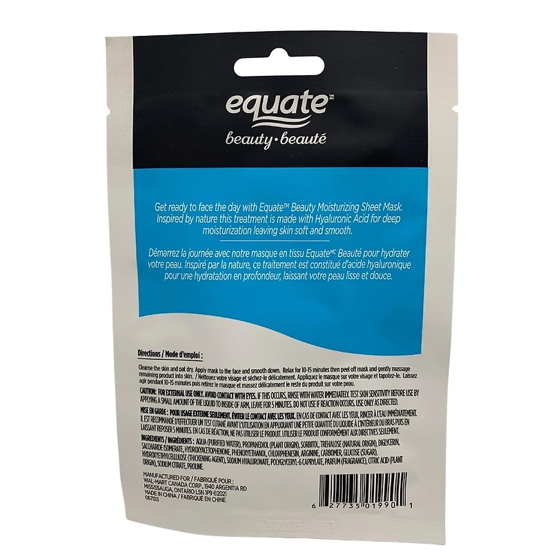 Masque En Feuille Hydratant Equate Beauty Avec de l'acide hyaluronique
