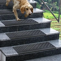 Ottomanson Rubber Collection Non-Slip Design Stair Treads, 10" X 30", 5 Pack, Black