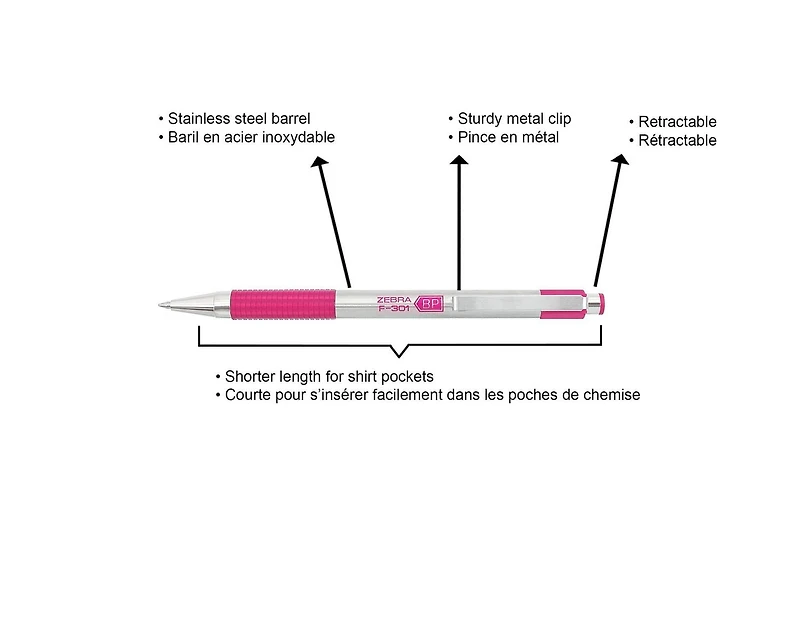 Zebra F-301 Stainless Steel Ball Point Pen
