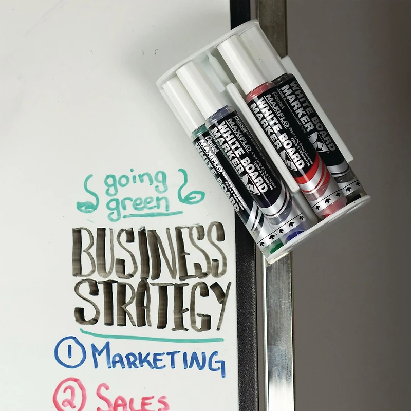 Marqueur pour tableaux blancs, encre liquide. Pointe biseautée. Paquet 4; Noir, Bleu, Rouge, Vert