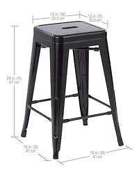 Hometrends 24 inch Metal Stackable Kitchen Stools, Black, Hometrends 24 inch Metal Stools, include 1x Black Color Stool