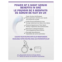 Super sérum réparateur de nuit 5 en 1 de Olay Sérum léger renouvelant pour le visage  Soin de la peau correcteur de rides avec acide salicylique, niacinamide, acide lactique, glycérine, peptide 50ML