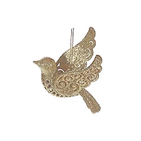 Christmas Gold Glitter Ornament Bird - Set of 12