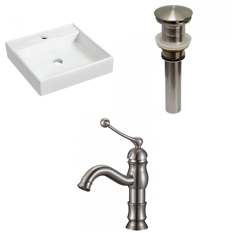 American Imaginations AI-30705 17,5 pouces Vaisseau blanc de bâti de mur de W pour le perçage de centre de 1 trou