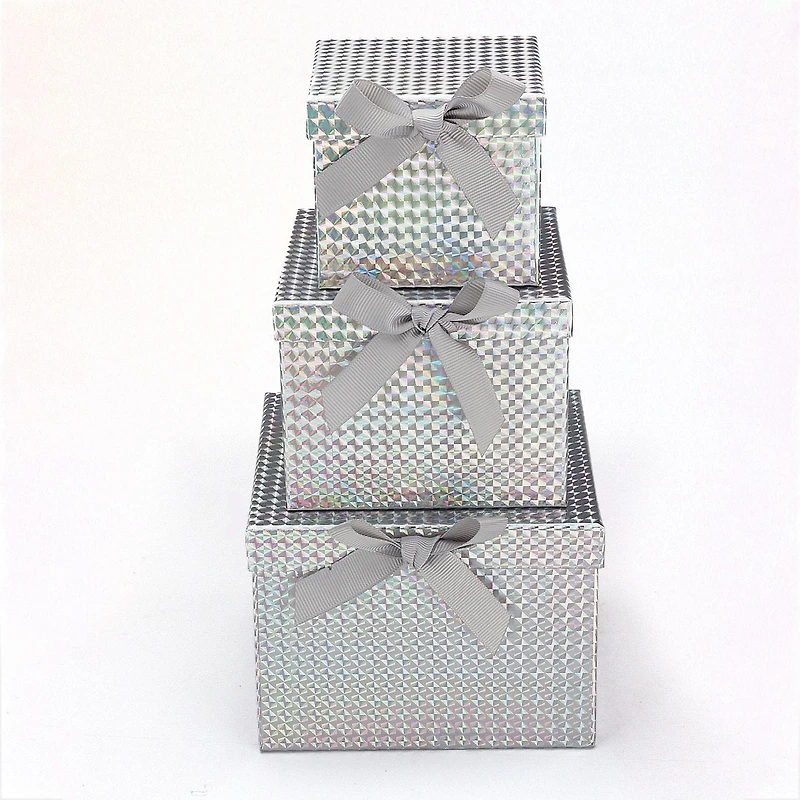 Boites Cadeaux Noel, Argent, 3 pcs
