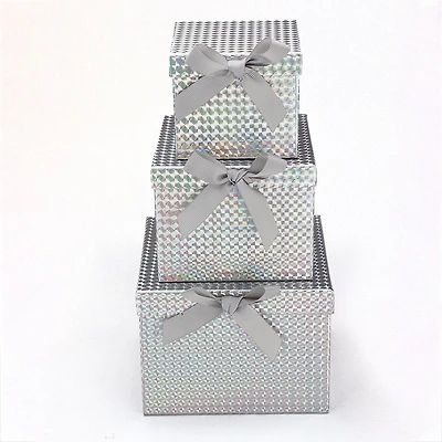 Boites Cadeaux Noel, Argent, 3 pcs