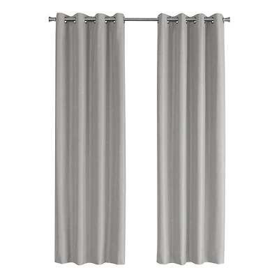 Monarch Specialties Rideau, Ensemble 2pcs, 54"w X 95"l, 100% Bloque Lumiere, Passe-fil, Salon, Chambre À Coucher, Cuisine, Isolation Thermique, Polyester, Gris, Contemporain, Moderne