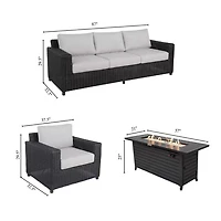 Deer Ridge 4-Piece Conversation Set with Rectangular Fire Table