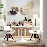 Ensemble de 2 chaises d'appoint pivotantes modernes Homy Casa avec accoudoirs et dossier ouvert, assise rembourrée, tissu beige
