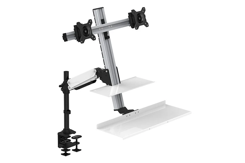 Bureau flottant ergonomique Rocelco avec bras et plateau pour écran