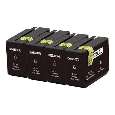 L-ink Pack de 4 Cartouches à Jet d'encres Noir Compatible 932XL (CN053AN)
