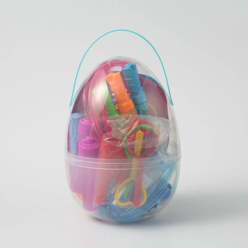 Way to Celebrate 30CT Prefilled Egg-9.8 in, Clear Easter Egg with Handle for Easter Hunt Reusable and Fillable Plastic Easter Egg Container for Kids