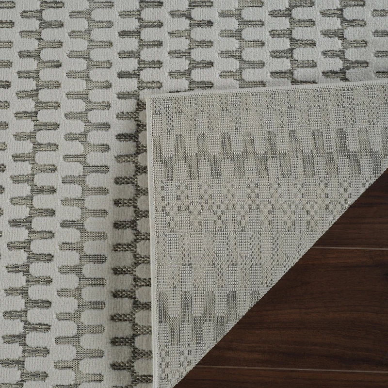 Tapis d'interieur exterieur abstrait Rug Branch Maise, beige creme, moderne - Entree, couloir, salle de bain et cuisine