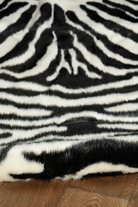 Faux Cowhide Mini Ivory & Black Zebra Accent Rug