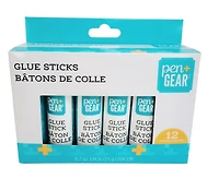 Colle bâton Pen+GEAR, 12 pièces × 21 g (0,7 oz), emballé en boîte en carton, temps de séchage : 5–10 minutes.
