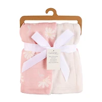 Couverture bébé en gaze rose à marguerites, réversible en peluche, 76 x 102 cm