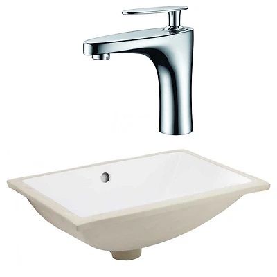 20.75-in. W CSA Rectangle Bathroom Undermount Sink Set In White - Chrome Hardware AI-23096