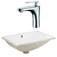 20.75-in. W CSA Rectangle Bathroom Undermount Sink Set In White - Chrome Hardware AI-23096