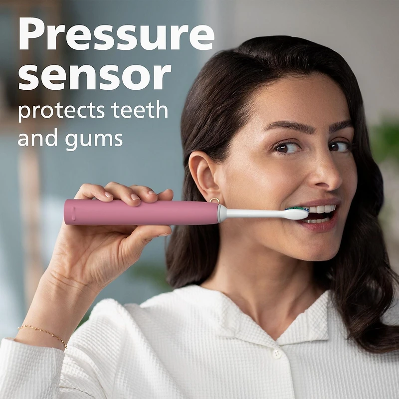Philips Sonicare 3100 Brosse à Dents Électrique, Brosse à Dents Électrique Rechargeable avec Capteur de Pression, Rose Foncé HX3681