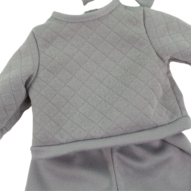 My Sweet Baby – Ensemble Repas avec Poupée Bébé 14 pouces, Tenue Grise, 12 Pièces