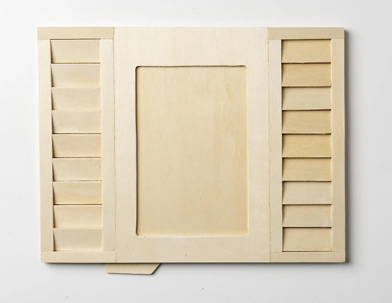 Plaid Wood Surfaces, Unpainted Shape, Wood Shutter Picture Frame, 7.75 x 10 Inch