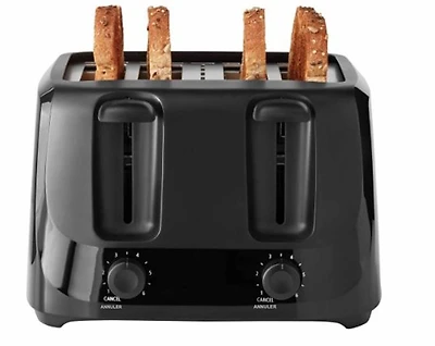 Grille - pain mainstays 4 tranches noir avec 6 réglages de teintes et plateau à miettes amovible Adapté pour les tranches de pain standard