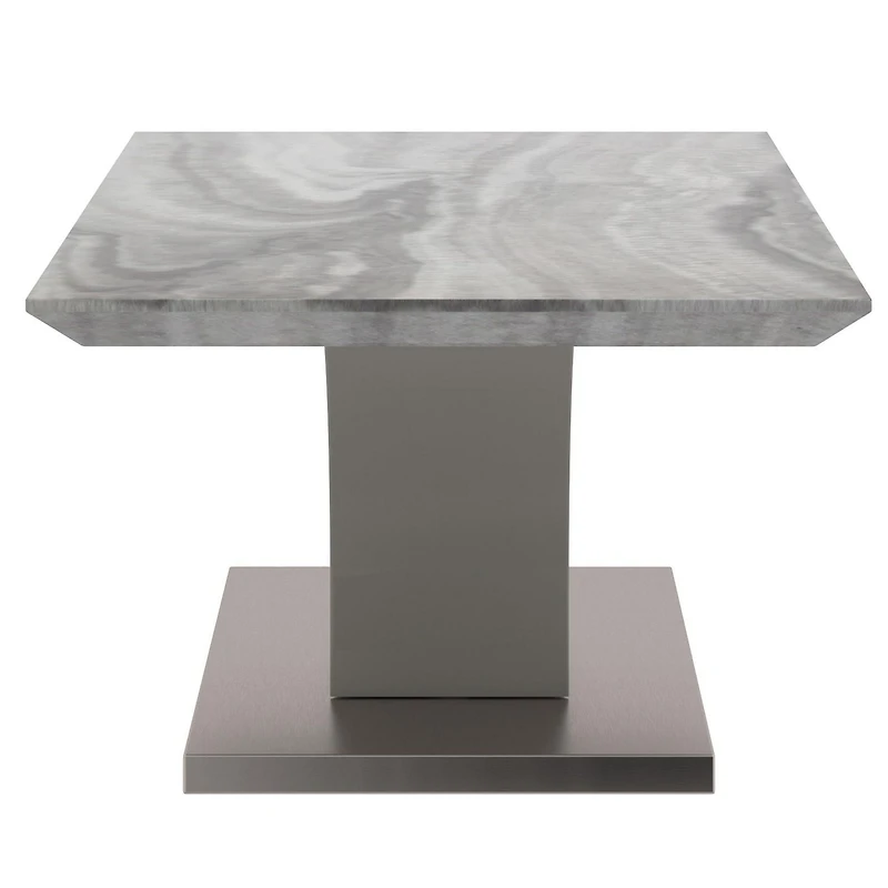 Table de salon contemporaine en similimarbre et acier inoxydable – grise