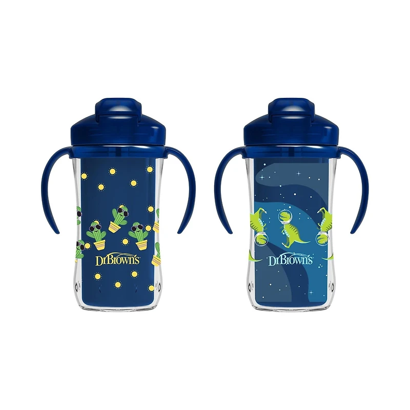 Dr. Brown’s® Milestones™ Insulated Straw Cup, 10 oz/300 mL, 2 pack, blue