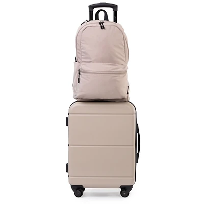 Jetstream® 2-Piece Carry-On Luggage Set – 20" Hardside Spinner Carry On Suitcase and Foldable Travel Backpack, Carry-On Suitcase Set