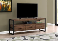 Monarch Specialties Meuble Tv, 60 Pouces, Console, Centre De Divertissement Média, Tiroirs De Rangement, Salon, Chambre À Coucher, Métal, Stratifié, Brun, Noir, Contemporain, Moderne