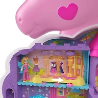 Polly Pocket Rainbow Unicorn Salon Playset with 2 Micro Dolls, Styling Head and 20+ Accessories