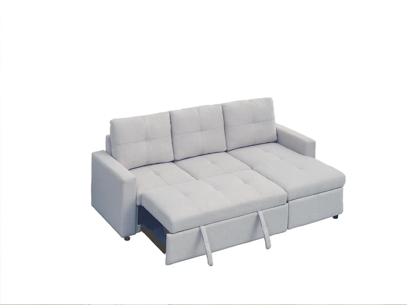 K-Living Jaxon Reversible Sectional/Sofa bed in Grey Fabric