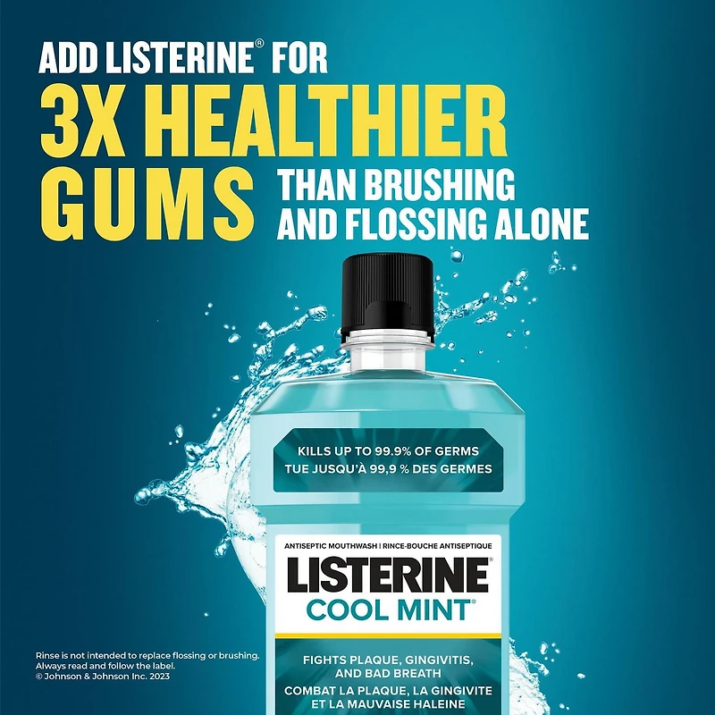 Listerine Antiseptic Mouthwash for Gingivitis and Teeth Plaque - Contains Thymol, Menthol, and Eucalyptol as essential oils  - 1.5L, 1.5 L