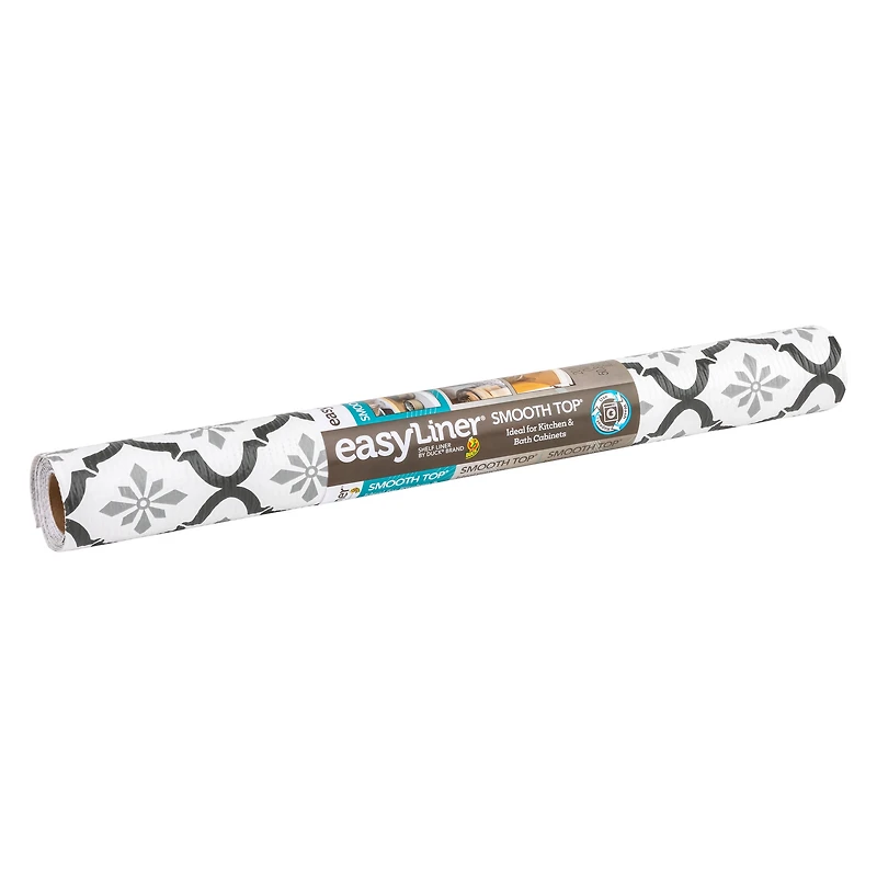 EasyLiner Smooth Top Shelf Liner, Grey Quatrefloral, 20 in. x 6 ft. Roll, <ul><li>Non-adhesive</li><li>smooth surface</li><li>Easy to Intall</li></ul>