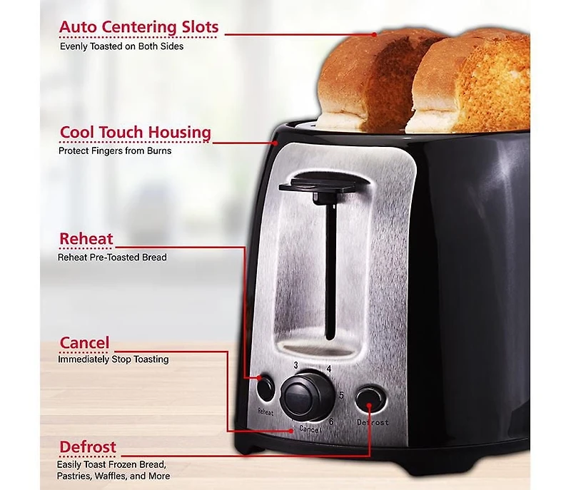 Brentwood 2-Slice Toaster, Black