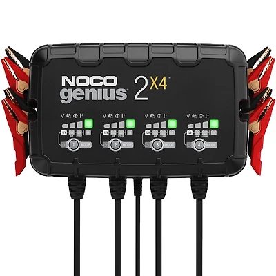 NOCO GENIUS2X4, 4 banques, 8 A (2 A/banque) Chargeur de batterie de voiture intelligent, chargeur automobile 6 V/12 V, mainteneur de batterie, chargeur d'entretien, chargeur flottant et désulfateur po