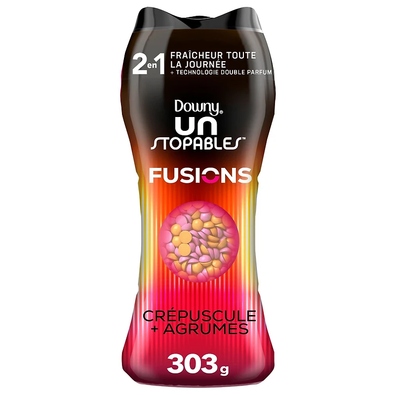 Downy Unstopables Fusions In-Wash Laundry Scent Booster Beads, Sunset & Citrus Scent, 2-in-1 All Day Freshness + Dual Scent Technology, 303 g
