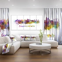 Design Art La Ligne D'Horizon De Sacramento Art Sur Toile