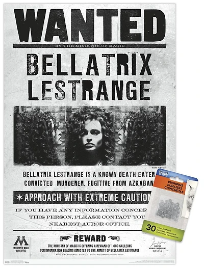 The Wizarding World: Harry Potter - Bellatrix Wanted Poster Wall Poster