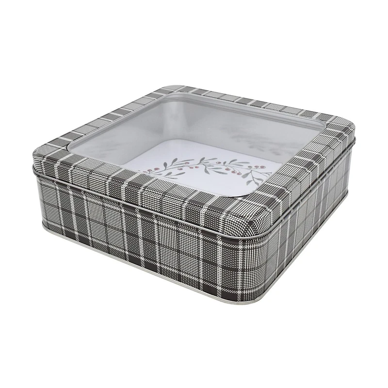 HOLIDAY TIME WINDOW SQUARE TIN