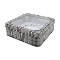 HOLIDAY TIME WINDOW SQUARE TIN