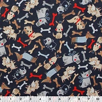 Tissu pré-coupé Fat Quarter de Fabric Creations marin avec des chiens joyeux et des os - 18" x 21" / 45cm x 53cm 18" x 21" / 45cm x 53cm