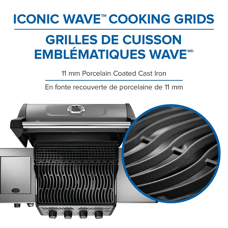 Gril Freestyle 425 au propane avec brûleur latéral de cuisinière, gris graphite