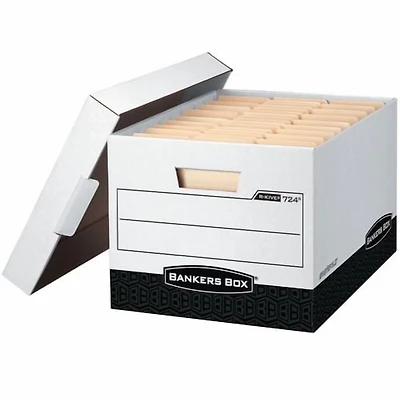 Boîte de rangement Bankers Box® R-Kive® - Lettre/légal, blanc/noir, paq. de 2