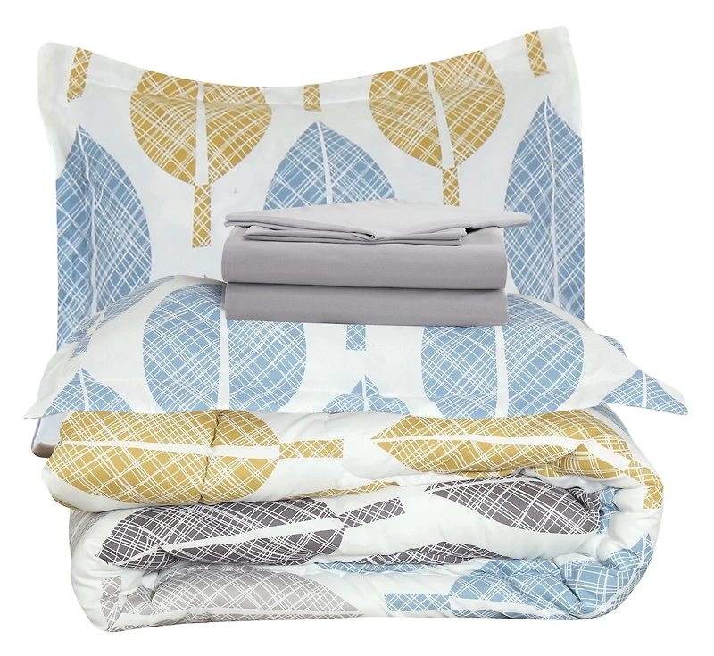 Marina Decoration Ultra Soft Luxury Fluffy Goose Down Alternative Bed in a Bag Rich Printed Comforter Set Includes Sheet Set