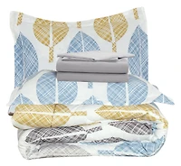 Marina Decoration Ultra Soft Luxury Fluffy Goose Down Alternative Bed in a Bag Rich Printed Comforter Set Includes Sheet Set