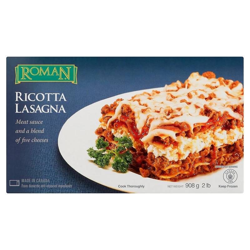 Roman Cheese Roman Ricotta Lasagna with Meat Sauce And A Blend of Five Cheeses, 908 g