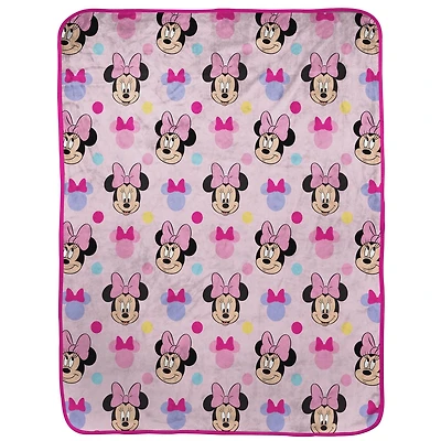 Minnie Mouse Jeté en Molleton Toucher Soie pour Enfants, 100 % Polyester 101,6 x 127 cm