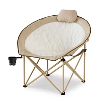 Chaise ronde de style glamping Ozark Trail, surdimensionnée et rembourrée, tissu doux et confortable, capacité de 300 lb, chaise portative pour le camping et l’extérieur, beige