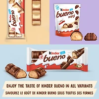 KINDER BUENO Milk Chocolate and Hazelnut Cream Candy Bars, 3 Pack, 129g